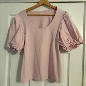 Old Navy Light Pink Puff Sleeve Scoop Neck Tee
